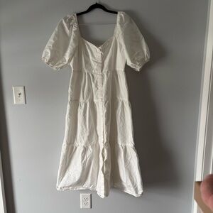 Missguided Cream Puff Sleeve Square Neck Maxi Dress Cottage Core Aesthetic Bride